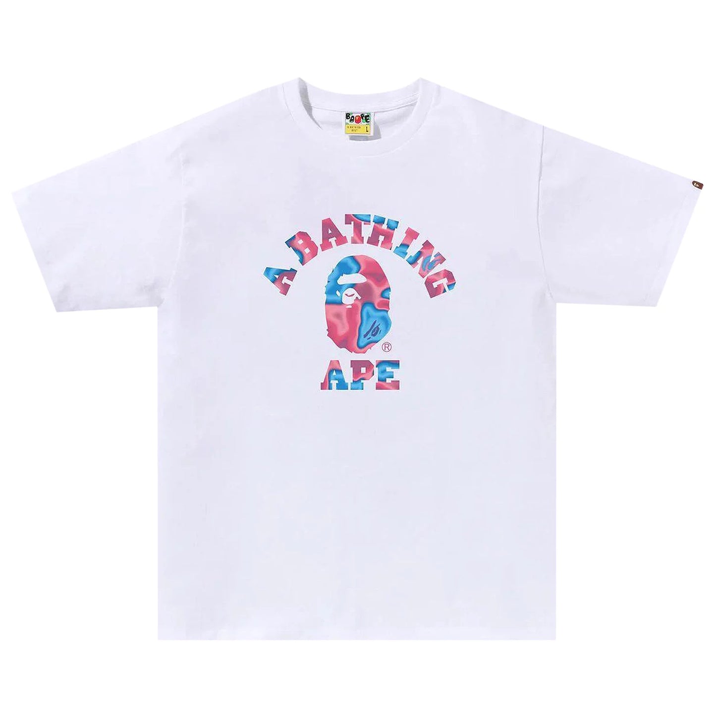 BAPE Liquid Camo College Tee 'White/Pink' 2024