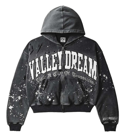 Vale Forever Black Paint Zip Up Hoodie
